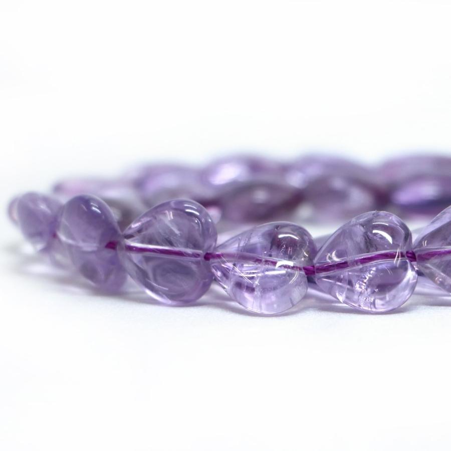 パワーストーン 天然石 ビーズ アメジスト ハート 12mm（厚み5mm） 1連販売 | 