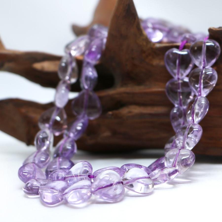 パワーストーン 天然石 ビーズ アメジスト ハート 12mm（厚み5mm） 1連販売 |  | 02