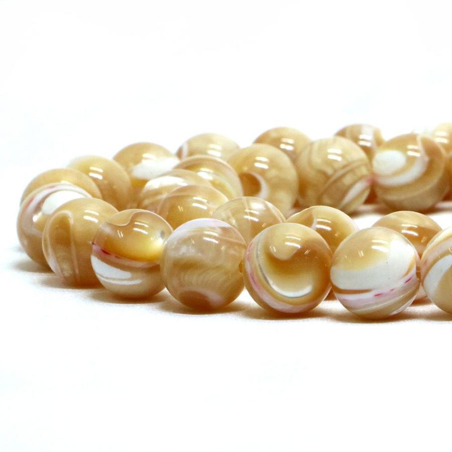 パワーストーン 天然石 ビーズ マザーオブパール （ ベージュ） 丸玉 10mm 1連販売 | 