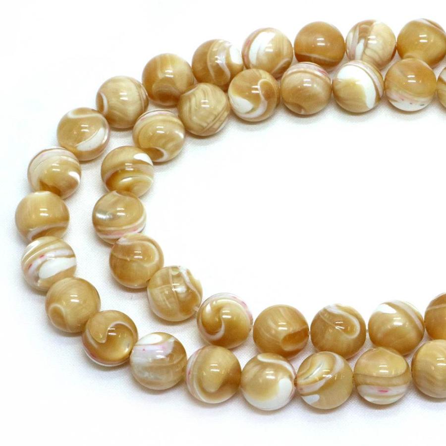 パワーストーン 天然石 ビーズ マザーオブパール （ ベージュ） 丸玉 10mm 1連販売 |  | 01