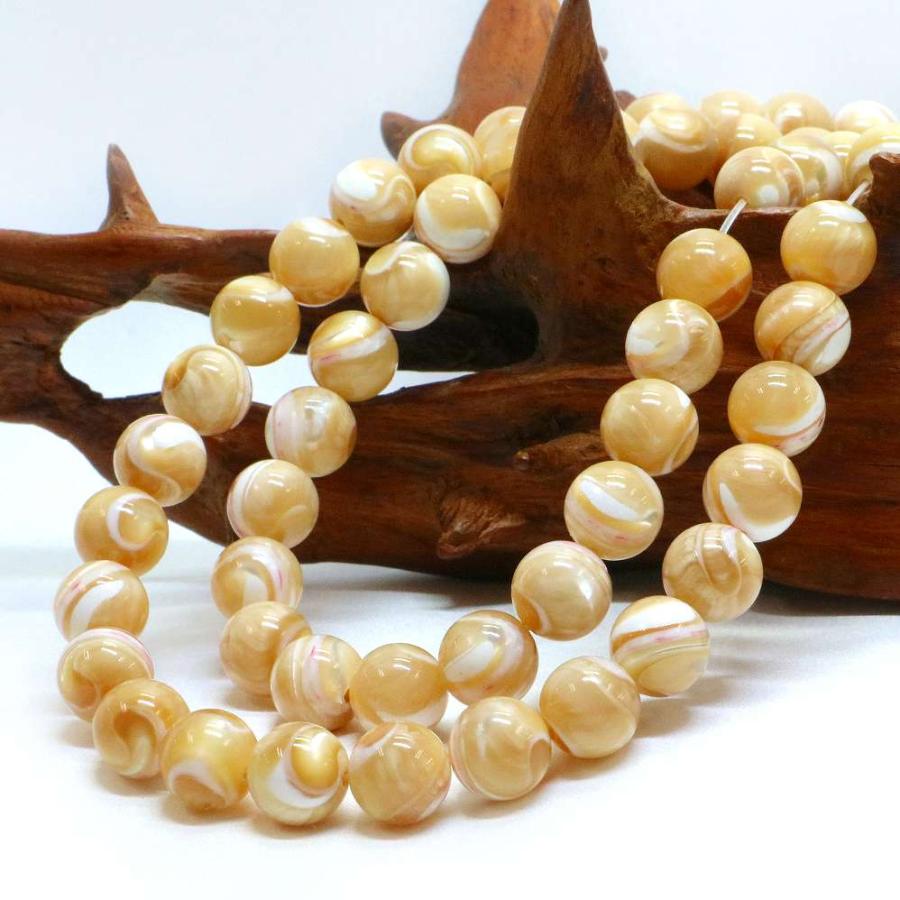 パワーストーン 天然石 ビーズ マザーオブパール （ ベージュ） 丸玉 10mm 1連販売 |  | 02