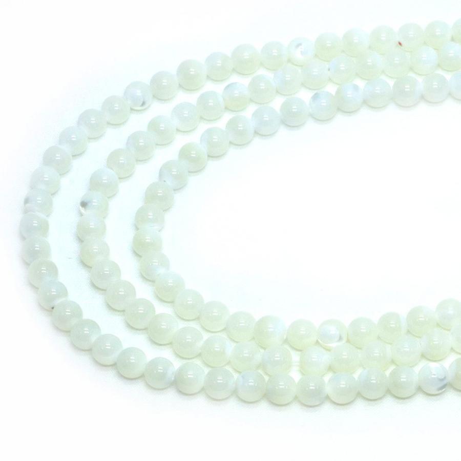 パワーストーン 天然石 ビーズ マザーオブパール（ ホワイト） 丸玉 6mm 1連販売 |  | 01