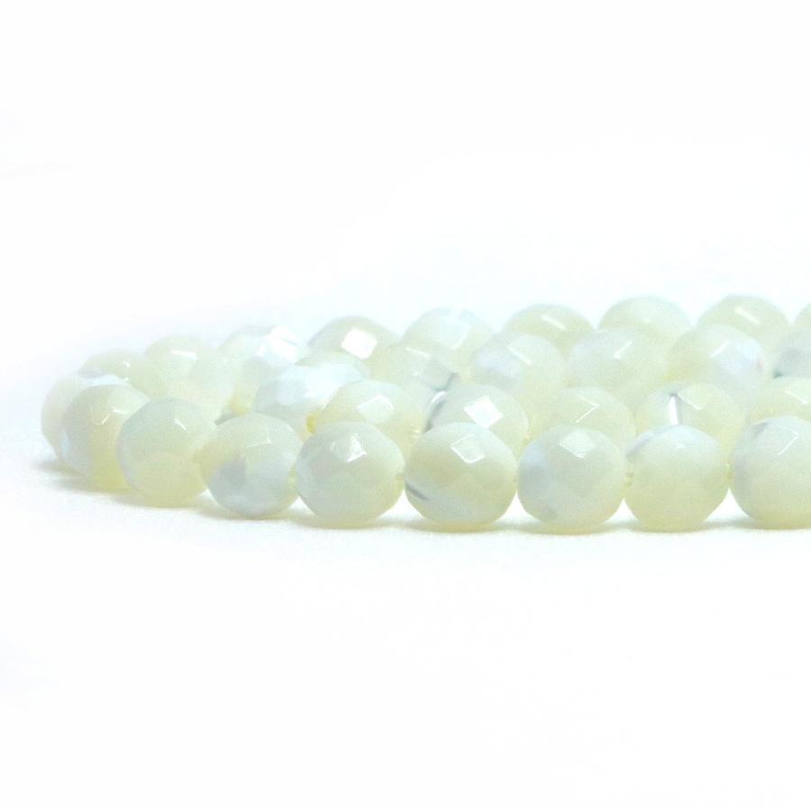 パワーストーン 天然石 ビーズ マザーオブパール（ ホワイト） カット 6mm 1連販売 | 