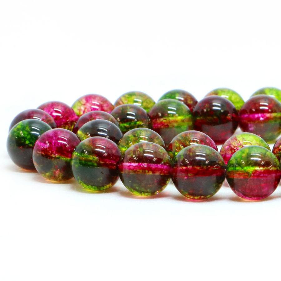 パワーストーン 天然石 ビーズ クォーツ（染め）ウォーターメロン 丸玉 12mm 1連販売 | 