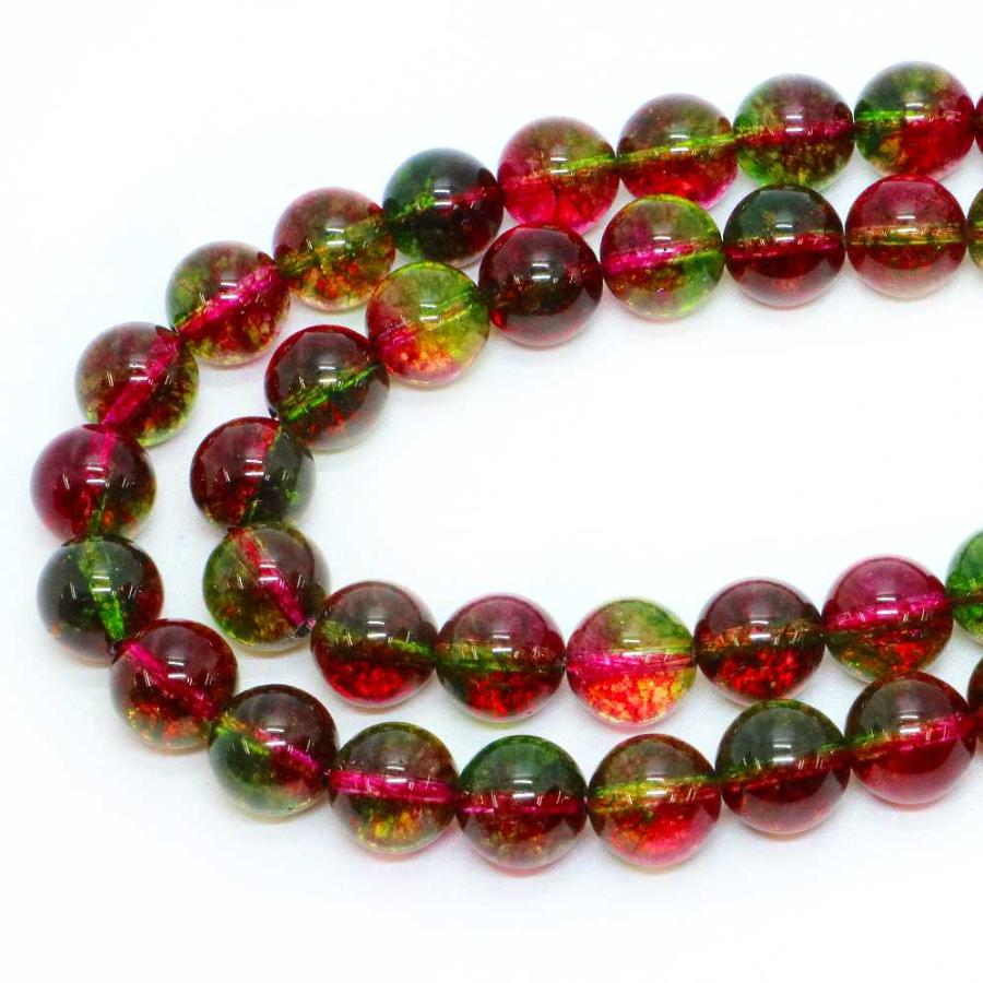 パワーストーン 天然石 ビーズ クォーツ（染め）ウォーターメロン 丸玉 12mm 1連販売 |  | 01