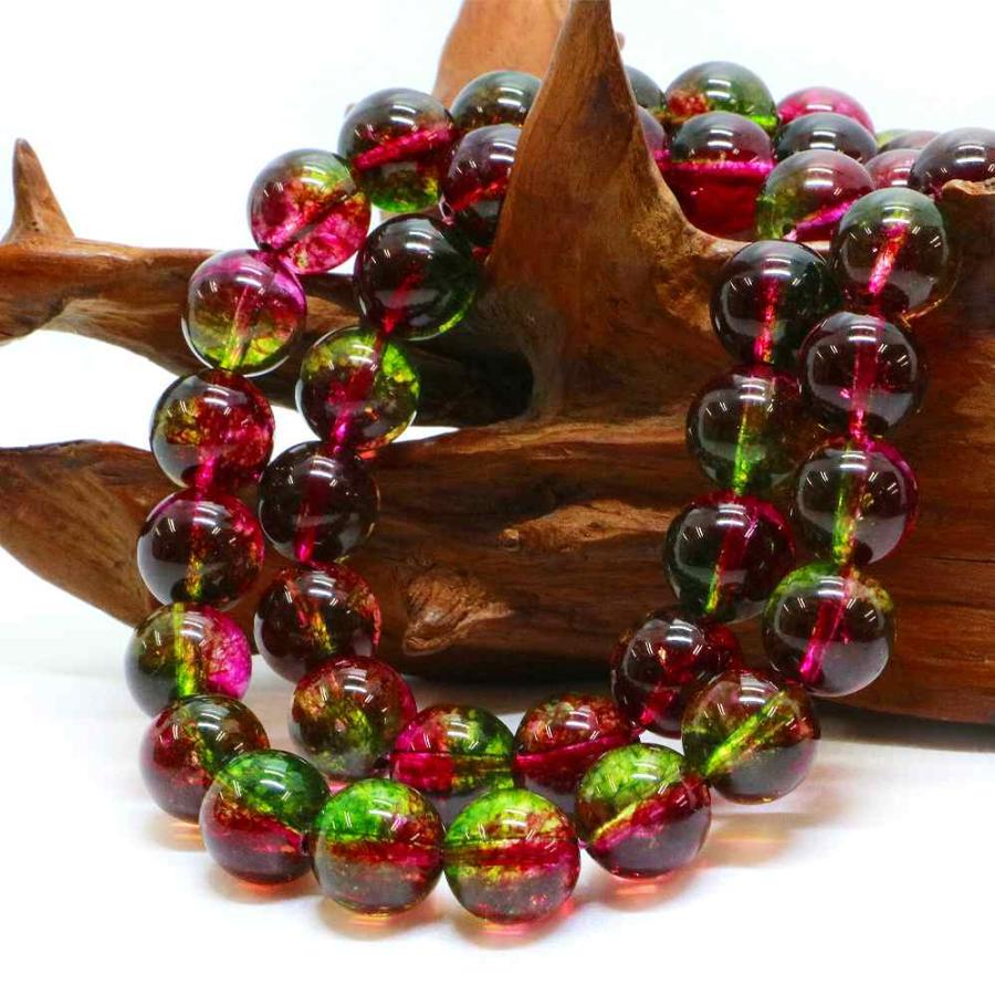 パワーストーン 天然石 ビーズ クォーツ（染め）ウォーターメロン 丸玉 12mm 1連販売 |  | 02