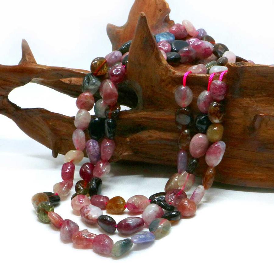 パワーストーン 天然石 ビーズ トルマリンミックス さざれ 6×8mm※バラつきあり 1連販売 |  | 02