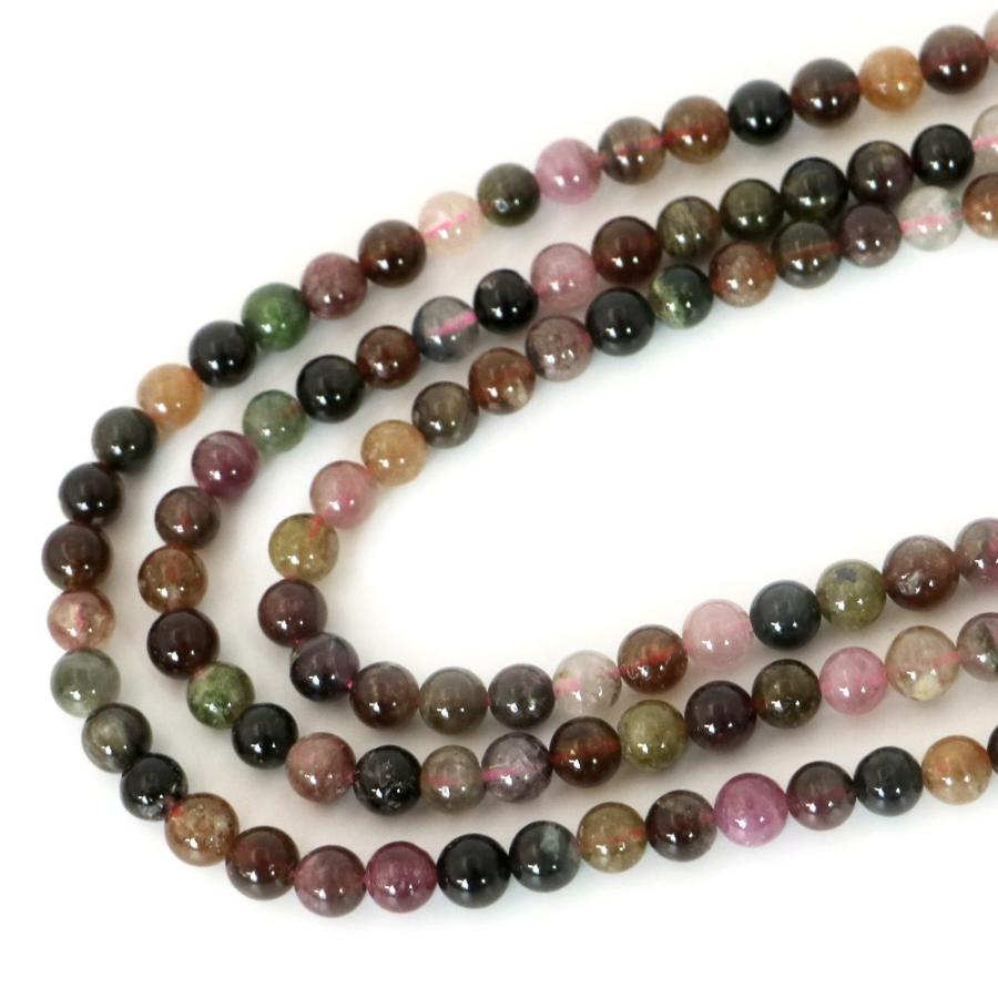 パワーストーン 天然石 ビーズ トルマリンミックス 丸玉 6mm 1連販売 |  | 01
