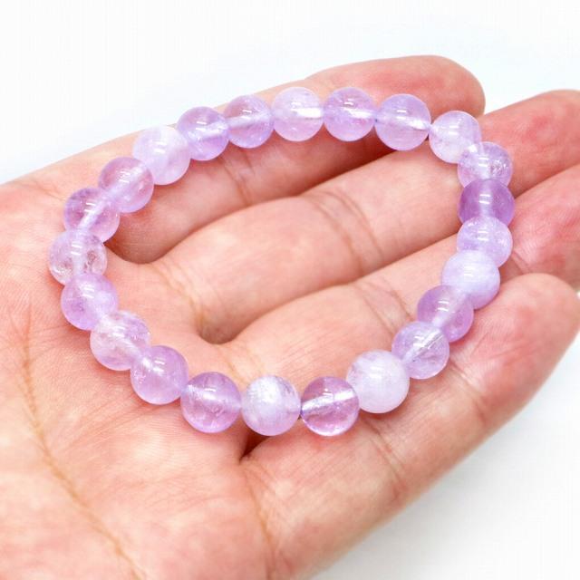 パワーストーン 天然石 ブレスレット ラベンダーアメジスト 丸玉 8mm 数珠 念珠 Bracelet お試し価格 |  | 04