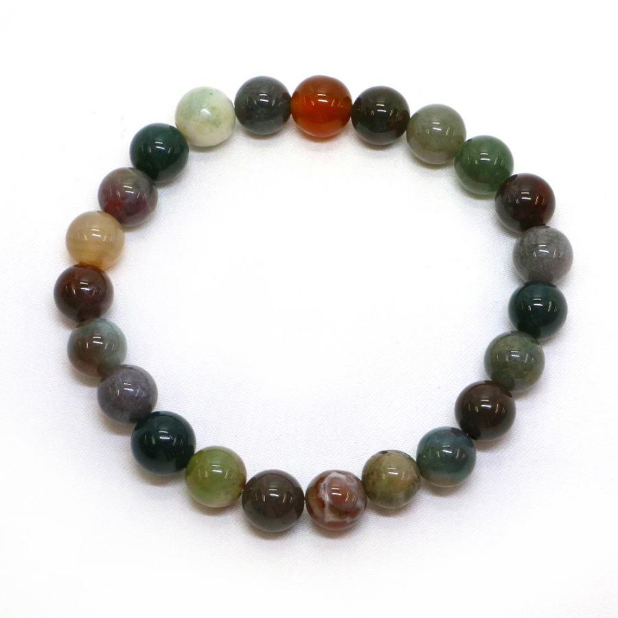 パワーストーン 天然石 ブレスレット インディアンアゲート 丸玉 8mm 数珠 念珠 Bracelet お試し価格 |  | 01