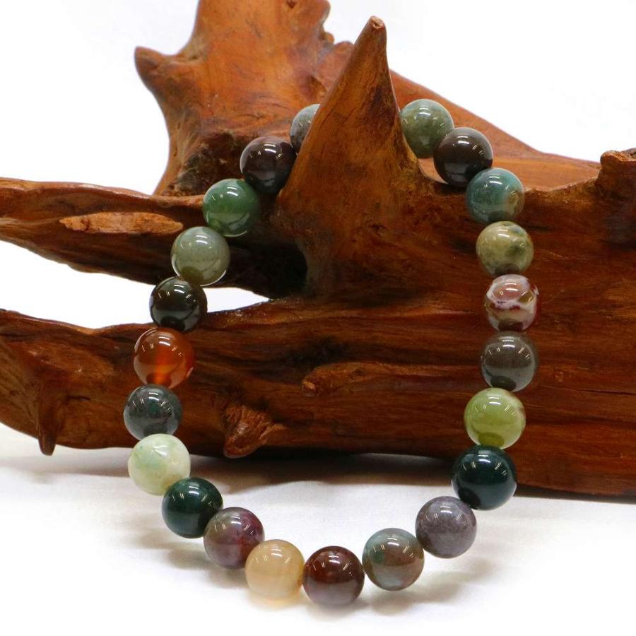 パワーストーン 天然石 ブレスレット インディアンアゲート 丸玉 8mm 数珠 念珠 Bracelet お試し価格 |  | 03