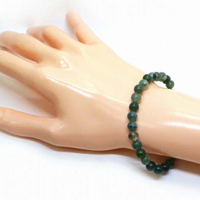 パワーストーン 天然石 ブレスレット モスアゲート 丸玉 6mm 数珠 念珠 Bracelet お試し価格 |  | 02