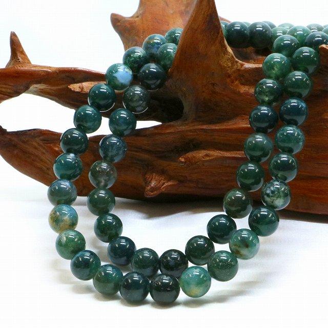 パワーストーン 天然石 ブレスレット モスアゲート 丸玉 8mm 数珠 念珠 Bracelet お試し価格 |  | 11