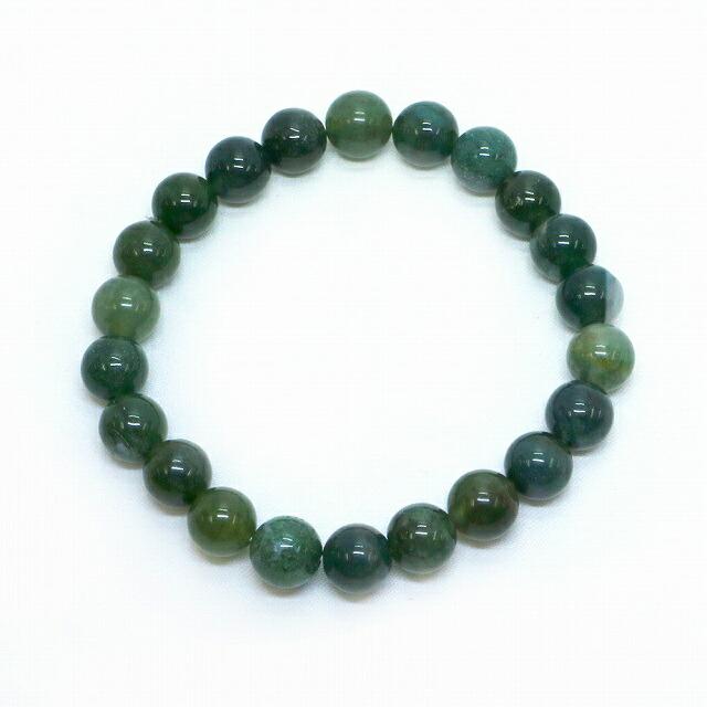 パワーストーン 天然石 ブレスレット モスアゲート 丸玉 8mm 数珠 念珠 Bracelet お試し価格 |  | 01