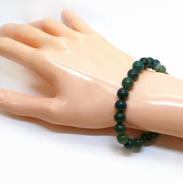 パワーストーン 天然石 ブレスレット モスアゲート 丸玉 8mm 数珠 念珠 Bracelet お試し価格 |  | 02
