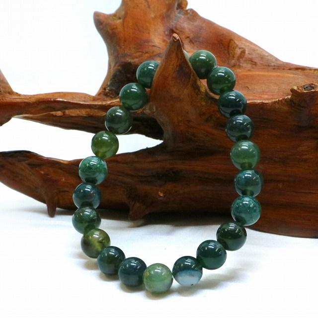パワーストーン 天然石 ブレスレット モスアゲート 丸玉 8mm 数珠 念珠 Bracelet お試し価格 |  | 03