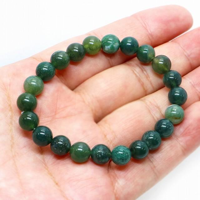 パワーストーン 天然石 ブレスレット モスアゲート 丸玉 8mm 数珠 念珠 Bracelet お試し価格 |  | 04