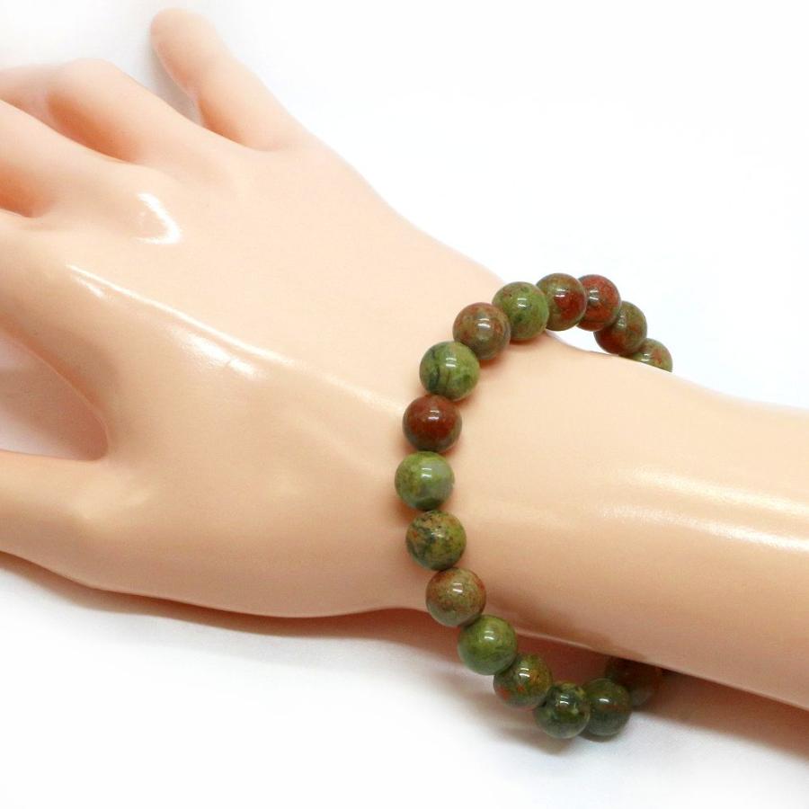 パワーストーン 天然石 ブレスレット ユナカイト 丸玉 8mm 数珠 念珠 Bracelet お試し価格 |  | 02