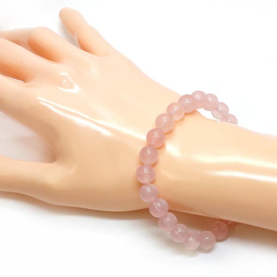 パワーストーン 天然石 ブレスレット ローズクォーツ 丸玉 8mm 数珠 念珠 Bracelet お試し価格 |  | 02