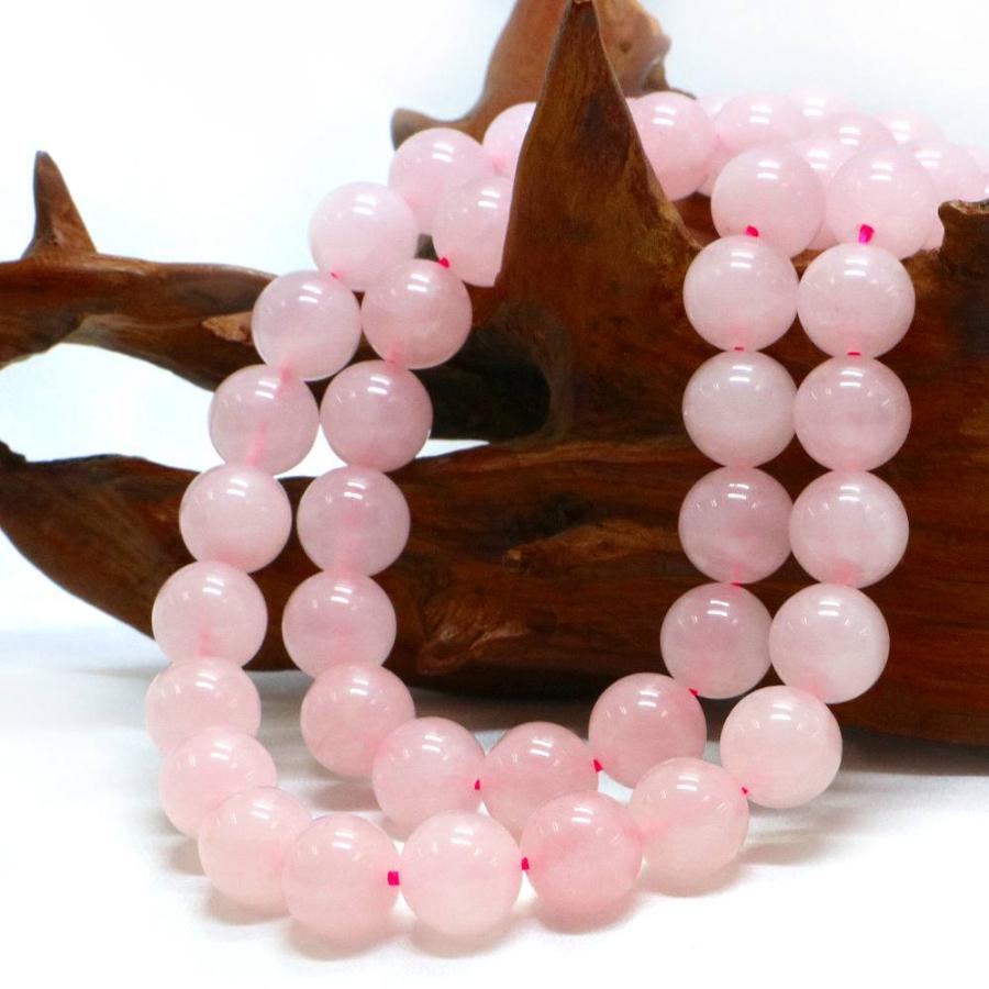パワーストーン 天然石 ブレスレット ローズクォーツ 丸玉 10mm 数珠 念珠 Bracelet お試し価格 |  | 11