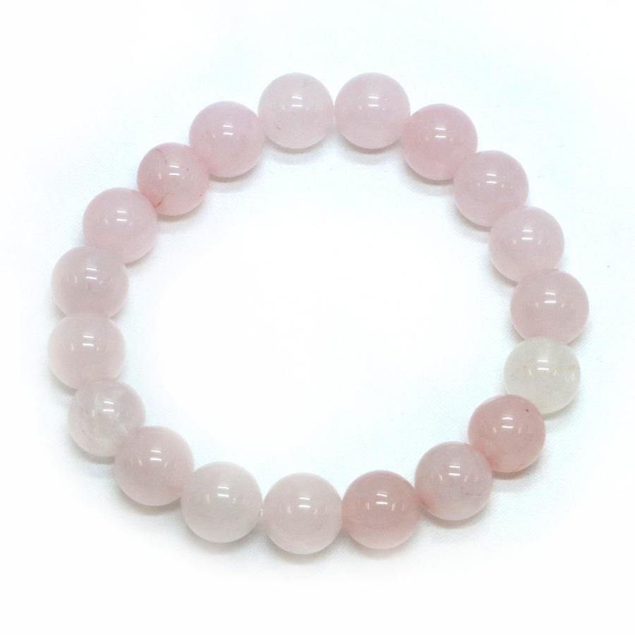 パワーストーン 天然石 ブレスレット ローズクォーツ 丸玉 10mm 数珠 念珠 Bracelet お試し価格 |  | 01