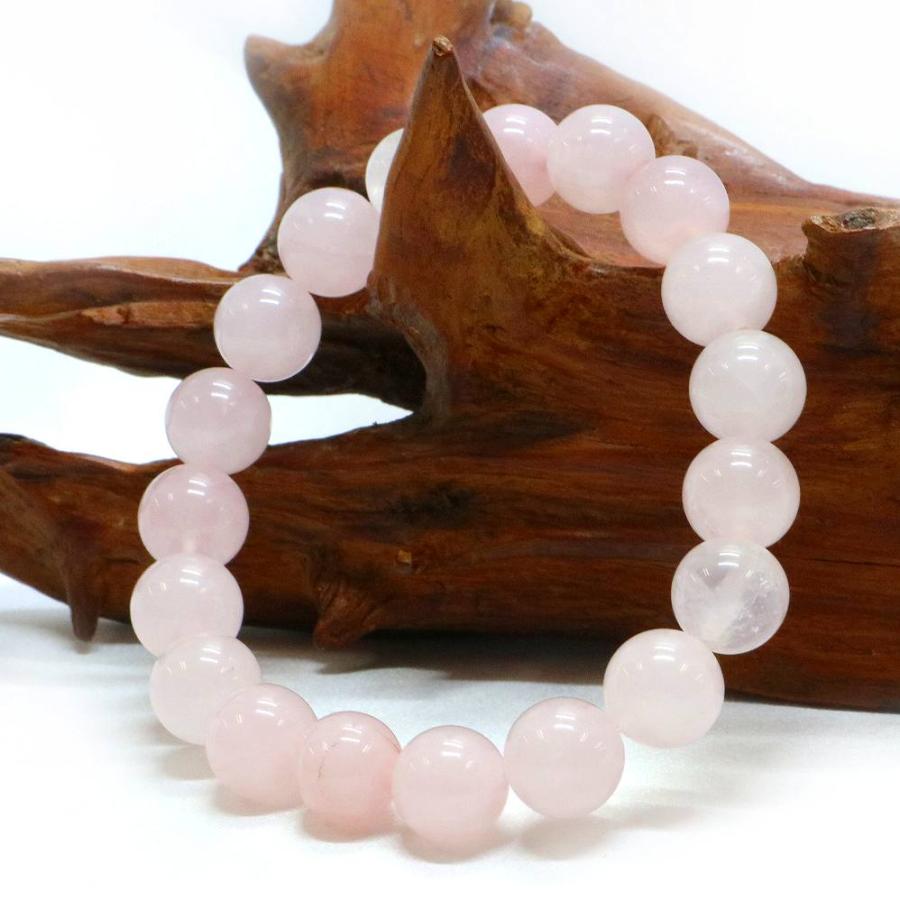 パワーストーン 天然石 ブレスレット ローズクォーツ 丸玉 10mm 数珠 念珠 Bracelet お試し価格 |  | 03