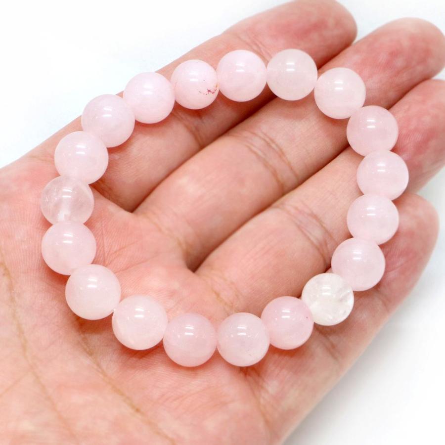パワーストーン 天然石 ブレスレット ローズクォーツ 丸玉 10mm 数珠 念珠 Bracelet お試し価格 |  | 04