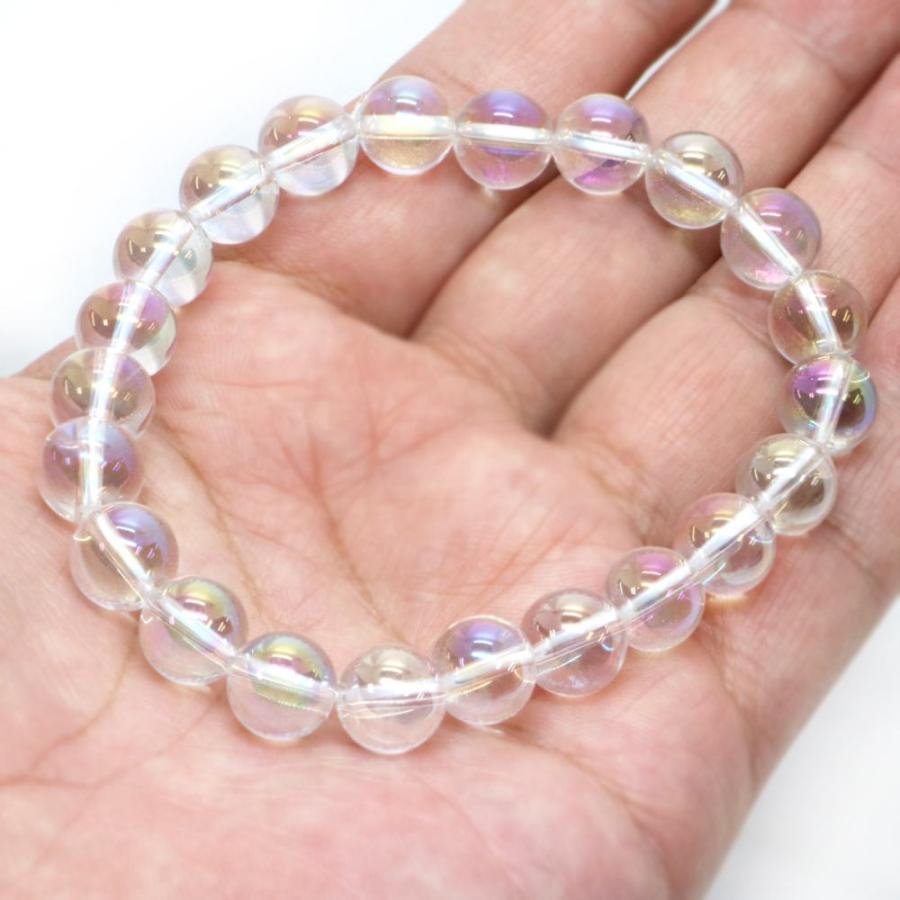 パワーストーン 天然石 ブレスレット アクアオーラ レインボーオーラ 丸玉 10mm 数珠 念珠 Bracelet お試し価格 |  | 04