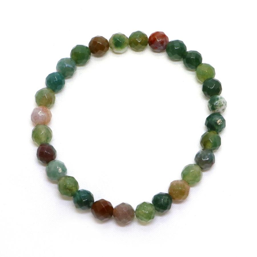 パワーストーン 天然石 ブレスレット インディアンアゲート 多面カット 6mm 数珠 念珠 Bracelet お試し価格 |  | 01