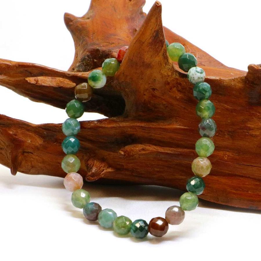 パワーストーン 天然石 ブレスレット インディアンアゲート 多面カット 6mm 数珠 念珠 Bracelet お試し価格 |  | 03