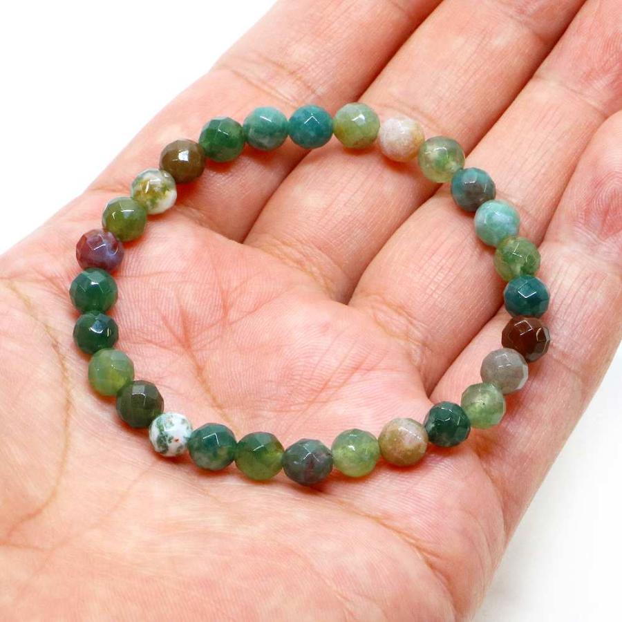 パワーストーン 天然石 ブレスレット インディアンアゲート 多面カット 6mm 数珠 念珠 Bracelet お試し価格 |  | 04
