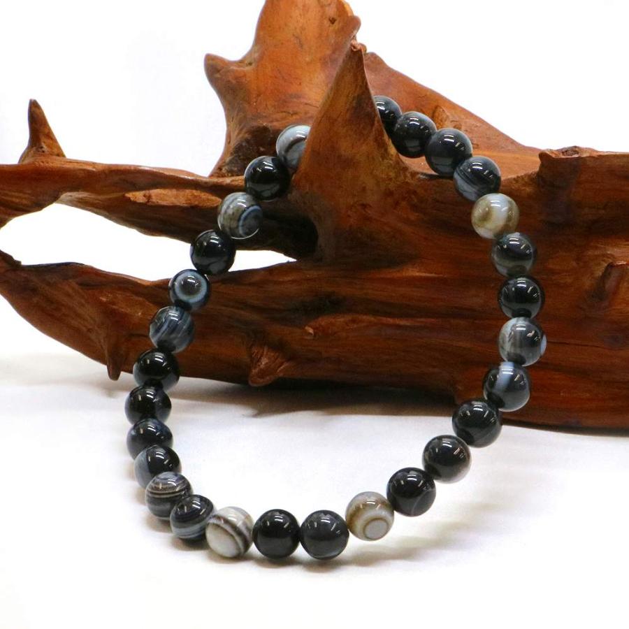 パワーストーン 天然石 ブレスレット 天眼石 縞瑪瑙 アイアゲート 丸玉 8mm 数珠 念珠 Bracelet お試し価格 |  | 03