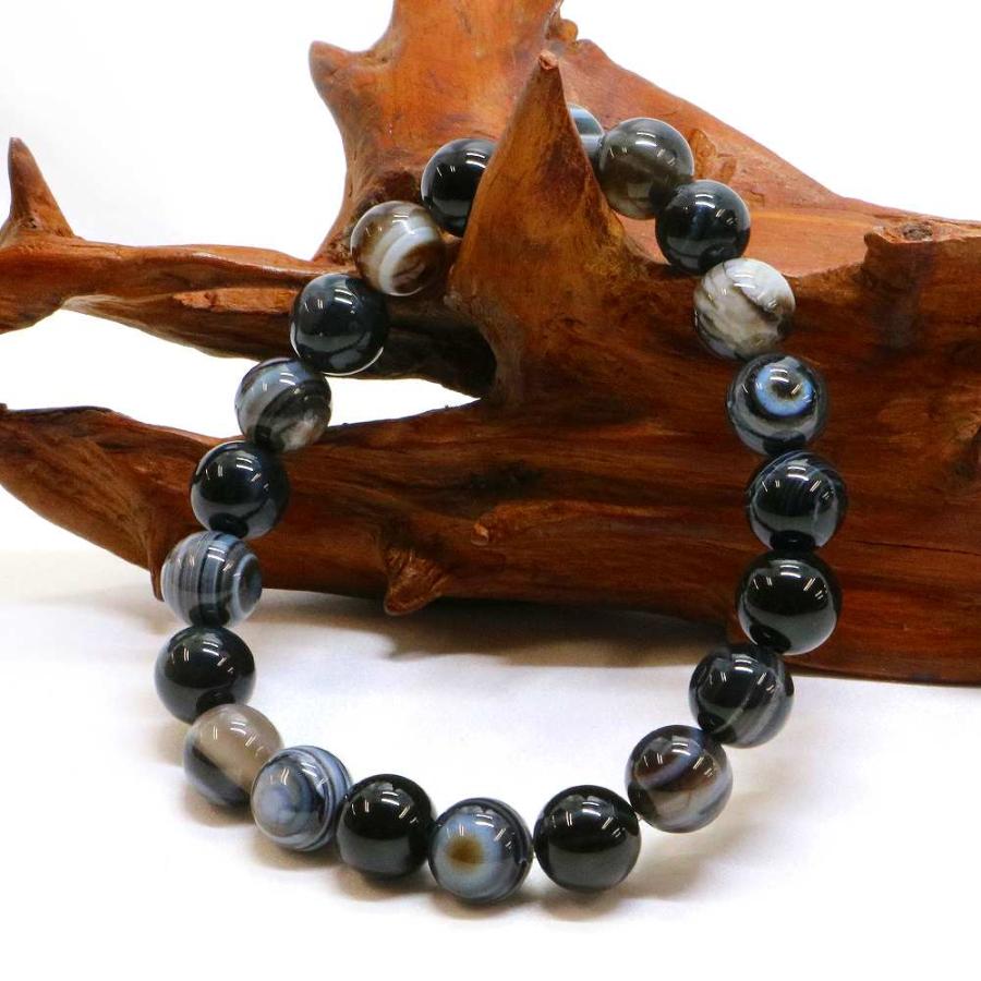 パワーストーン 天然石 ブレスレット 天眼石 縞瑪瑙 アイアゲート 丸玉 10mm 数珠 念珠 Bracelet お試し価格 |  | 03
