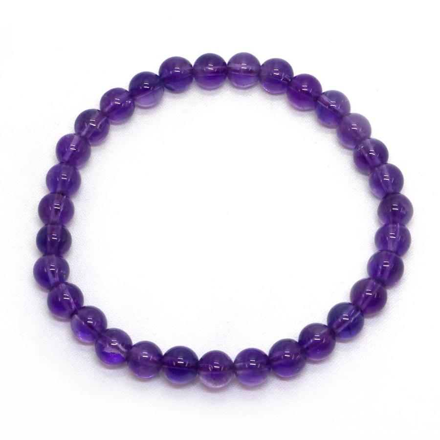 パワーストーン 天然石 ブレスレット アメジスト 丸玉 6mm 数珠 念珠 Bracelet お試し価格 |  | 01