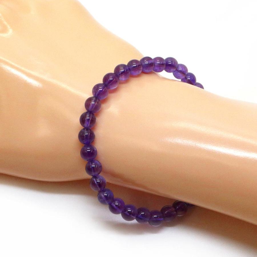 パワーストーン 天然石 ブレスレット アメジスト 丸玉 6mm 数珠 念珠 Bracelet お試し価格 |  | 02