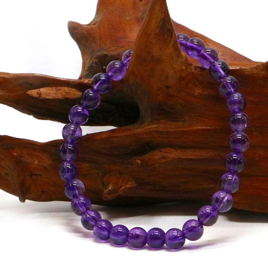 パワーストーン 天然石 ブレスレット アメジスト 丸玉 6mm 数珠 念珠 Bracelet お試し価格 |  | 03