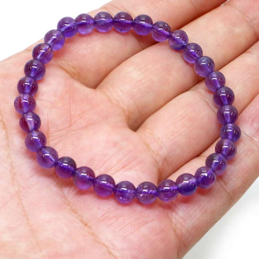 パワーストーン 天然石 ブレスレット アメジスト 丸玉 6mm 数珠 念珠 Bracelet お試し価格 |  | 04