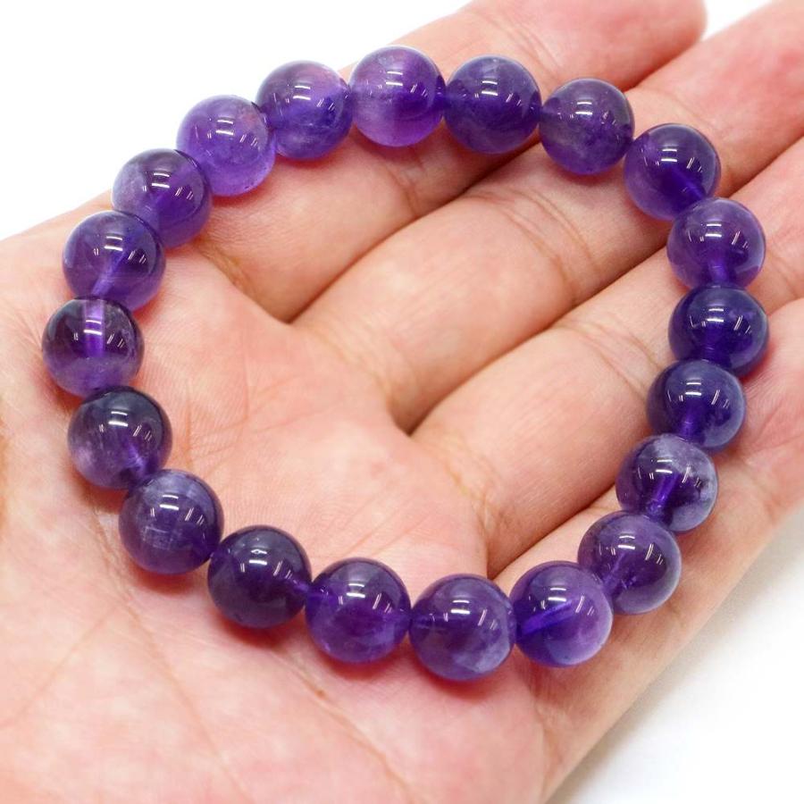 パワーストーン 天然石 ブレスレット アメジスト 丸玉 10mm 数珠 念珠 Bracelet お試し価格 |  | 04