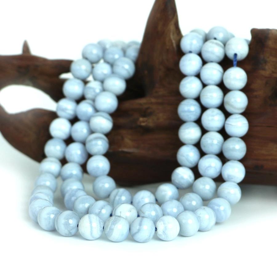 パワーストーン 天然石 ブレスレット ブルーレースアゲート 丸玉 8mm 数珠 念珠 Bracelet お試し価格 |  | 11