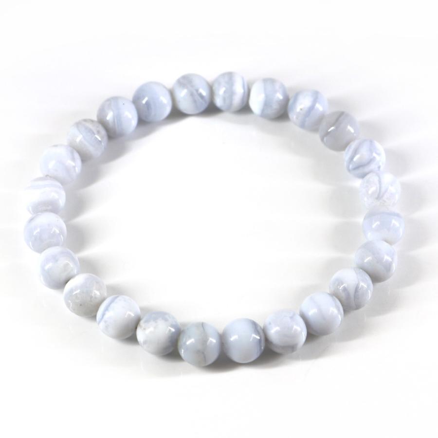 パワーストーン 天然石 ブレスレット ブルーレースアゲート 丸玉 8mm 数珠 念珠 Bracelet お試し価格 |  | 01