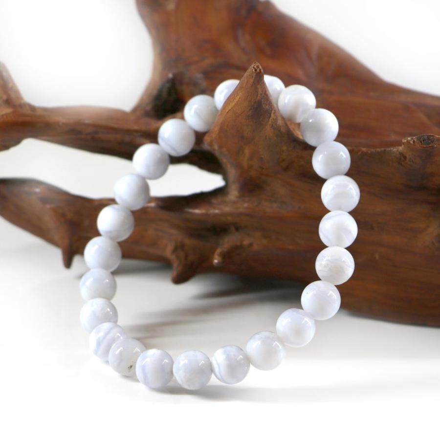 パワーストーン 天然石 ブレスレット ブルーレースアゲート 丸玉 8mm 数珠 念珠 Bracelet お試し価格 |  | 02