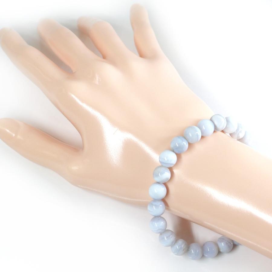 パワーストーン 天然石 ブレスレット ブルーレースアゲート 丸玉 8mm 数珠 念珠 Bracelet お試し価格 |  | 03