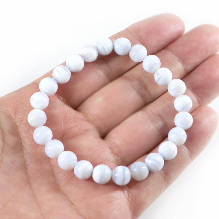パワーストーン 天然石 ブレスレット ブルーレースアゲート 丸玉 8mm 数珠 念珠 Bracelet お試し価格 |  | 04