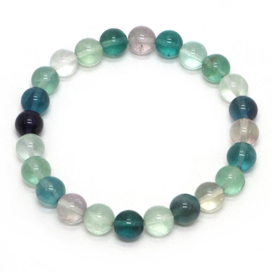 パワーストーン 天然石 ブレスレット フローライト 丸玉 8mm 数珠 念珠 Bracelet お試し価格 |  | 01
