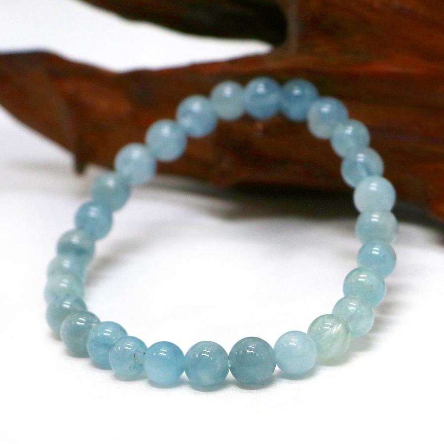 パワーストーン 天然石 ブレスレット アクアマリン 丸玉 6mm 数珠 念珠 Bracelet お試し価格 |  | 03