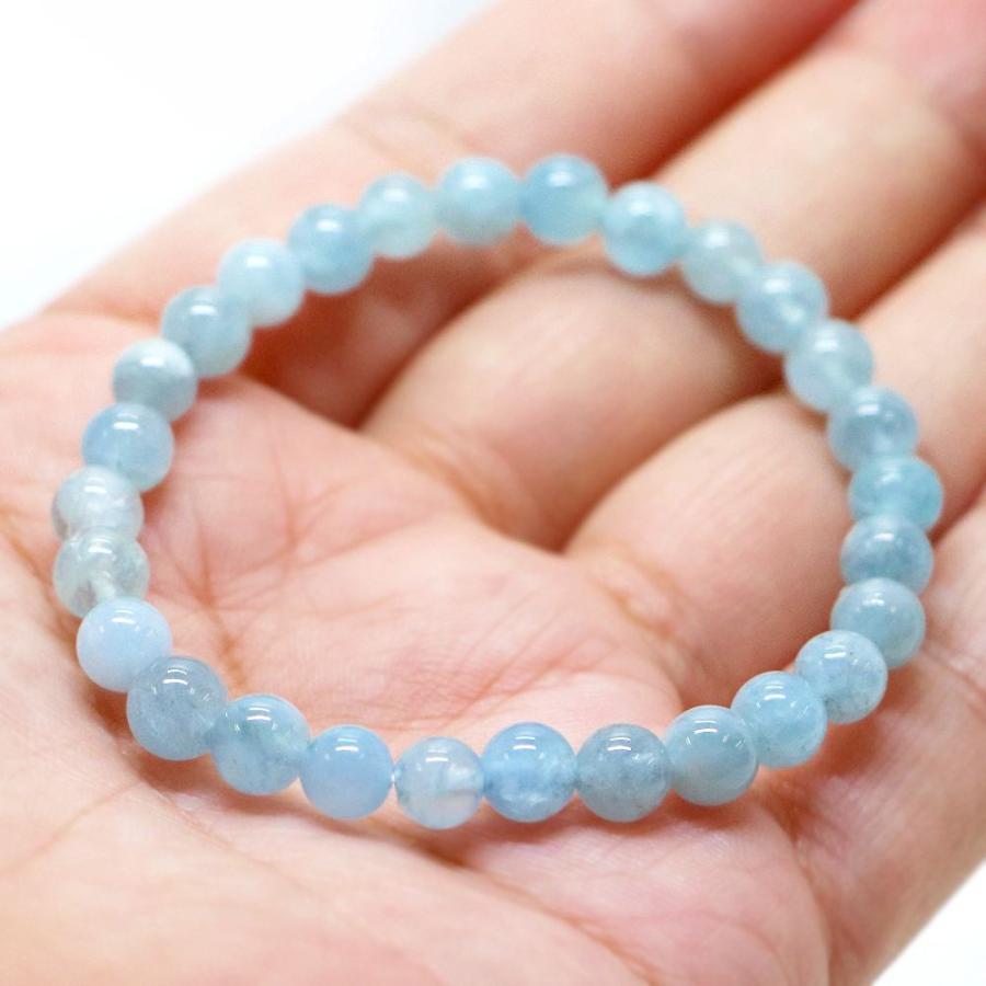 パワーストーン 天然石 ブレスレット アクアマリン 丸玉 6mm 数珠 念珠 Bracelet お試し価格 |  | 04