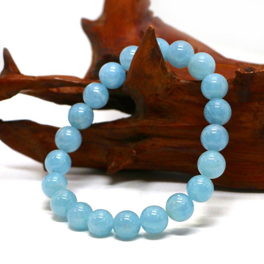 パワーストーン 天然石 ブレスレット アクアマリン 丸玉 10mm 数珠 念珠 Bracelet お試し価格 |  | 03