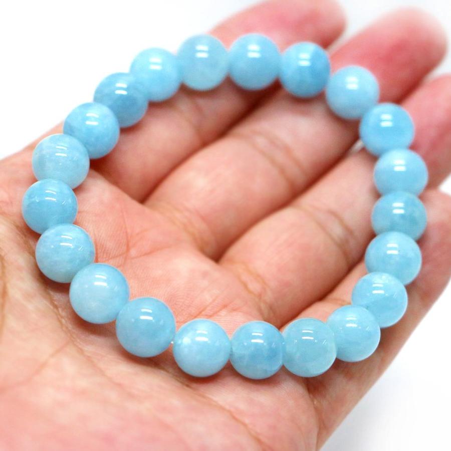 パワーストーン 天然石 ブレスレット アクアマリン 丸玉 10mm 数珠 念珠 Bracelet お試し価格 |  | 04