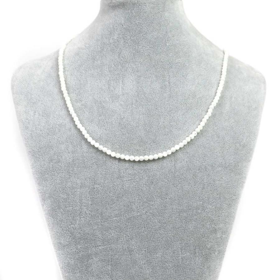 パワーストーン 天然石 シンプルストーンネックレス マザーオブパール（ホワイト）丸玉4mm | 