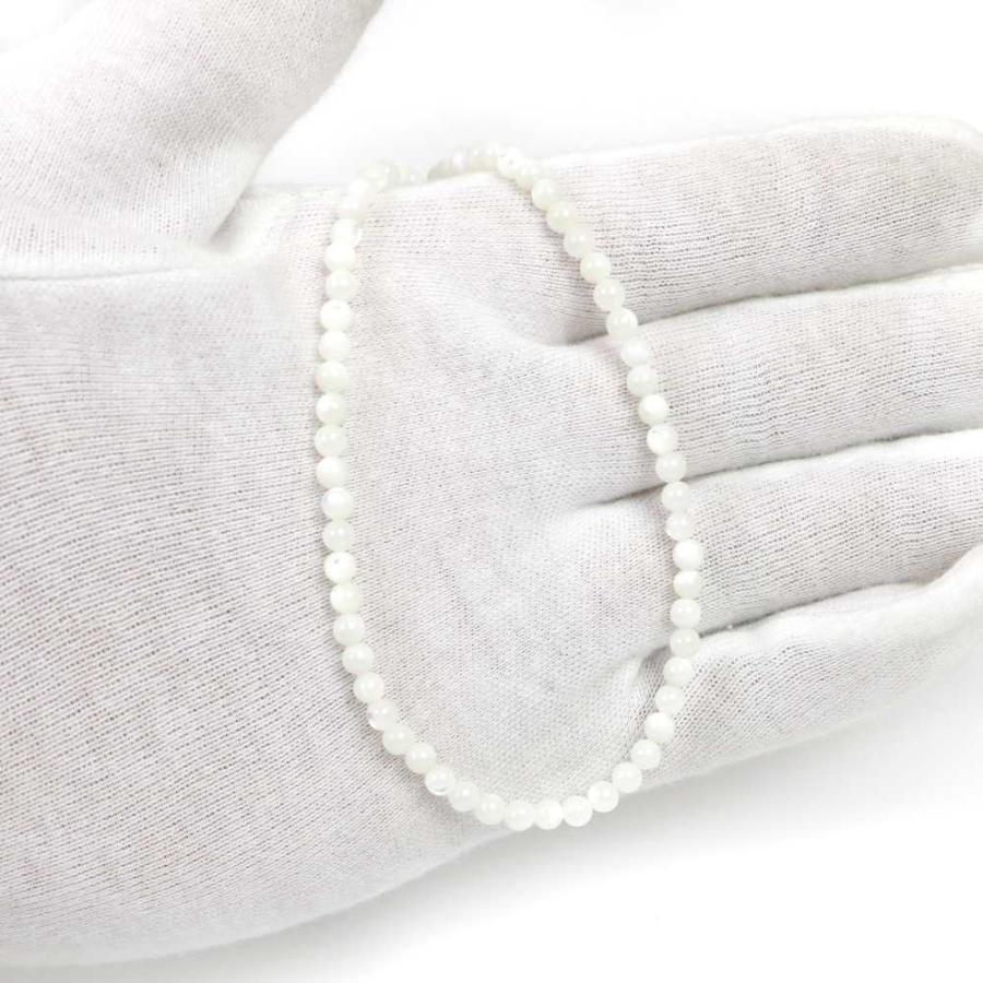 パワーストーン 天然石 シンプルストーンネックレス マザーオブパール（ホワイト）丸玉4mm |  | 01